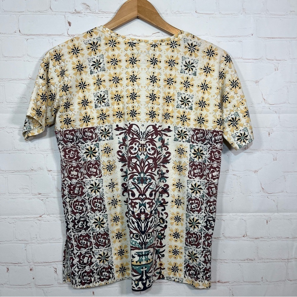 Lucky Brand Aztec Floral T Shirt Womens Small Short Sleeve Hem Slits - Picture 6 of 7